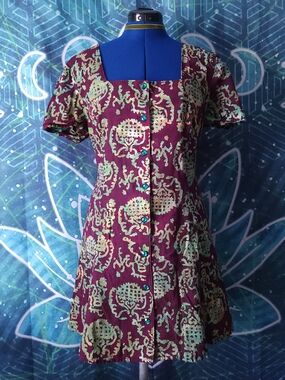 Handmade Batik Mini Dress 🌿✨ Cottagecore Y2K Boho